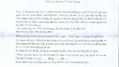 Thư xin lỗi ông Võ Văn Dương